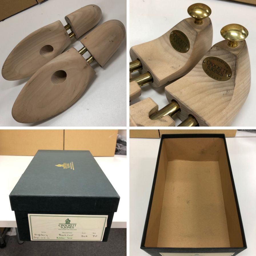 クロケット&ジョーンズ レザーシューズ ハイバリー プレーントゥ 3ホール 外羽根 ブラック メンズ サイズ7E Crockett & Jones HIGHBURY ビジネスシューズ 約25.5cm【LA】【中古】