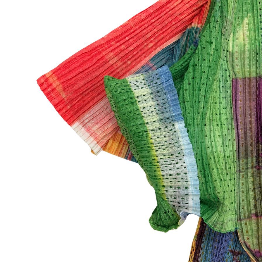 極美品◆プリーツプリーズ イッセイミヤケ 半袖カットソー マルチカラー レディース サイズ3 PP12-JK614 PLEATS PLEASE ISSEY MIYAKE 【AFB43】