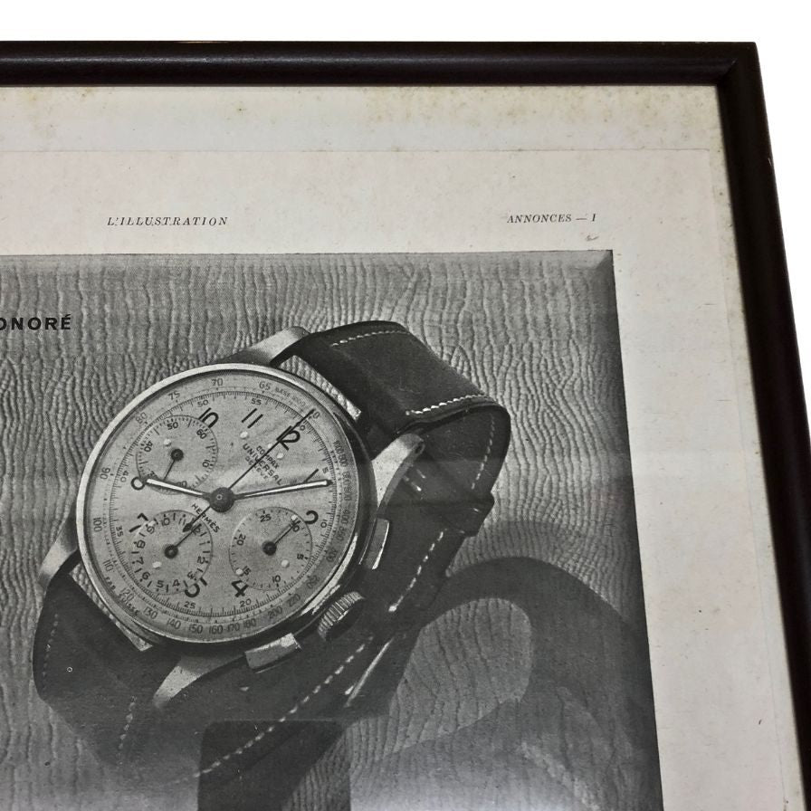 エルメス ポスター COMPAX 時計 1940年代  ヴィンテージ 額付き HERMES【AFE13】【中古】