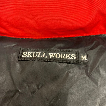 美品◆スカルワークス ダウンベスト レザー切替 サイズM レッド系 メンズ SKULL WORKS 【AFB26】