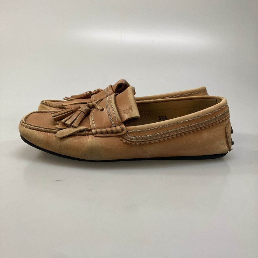 トッズ ドライビングシューズ タッセル メンズ ブラウン サイズ5.5 TOD‘S 約24.5cm【AFC29】