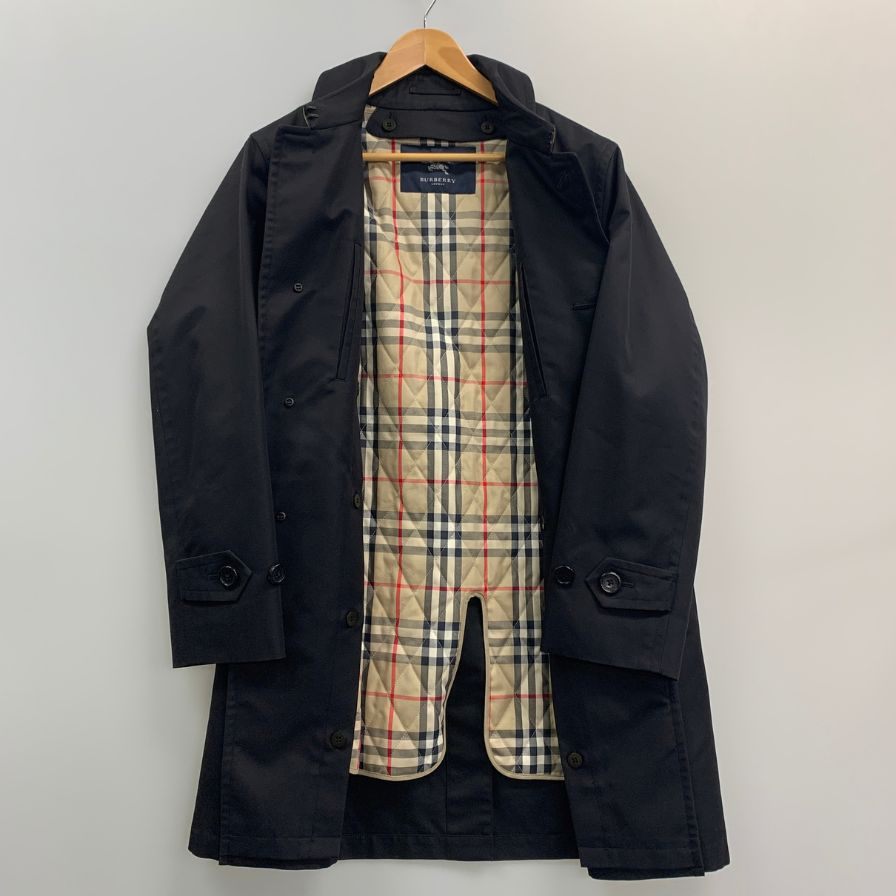 美品◆バーバリー ロング トレンチ コート メンズ サイズS ブラック Burberry 【AFF22】