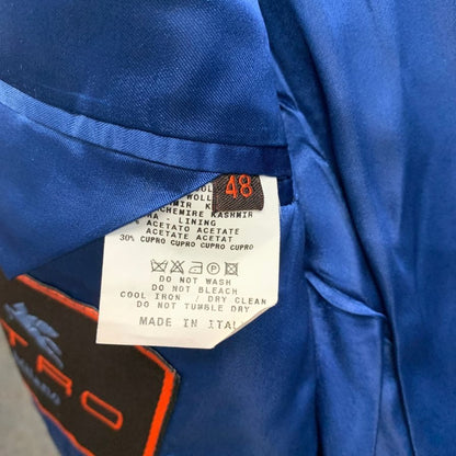 中古◆エトロ 3Bジャケット 肩パッド イタリア製 カシミア混 メンズ サイズ48 グレー ETRO 【AFB28】