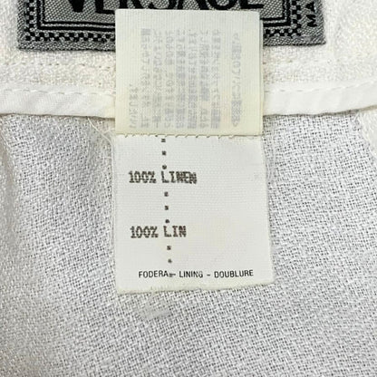 ジャンニ ヴェルサーチ スラックス タック入 リネン ワイドトラウザー パンツ 古着 ホワイト メンズ サイズ48 GIANNI VERSACE 【AFB1】
