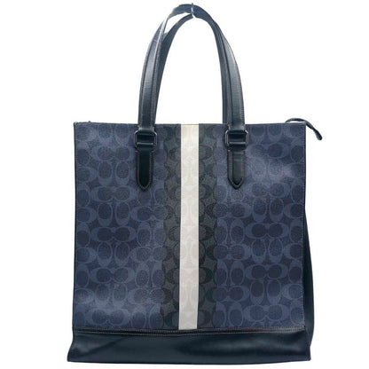 コーチ トートバッグ 2WAY シグネチャー PVC×レザー ネイビー×ブラック メンズ COACH【AFE12】