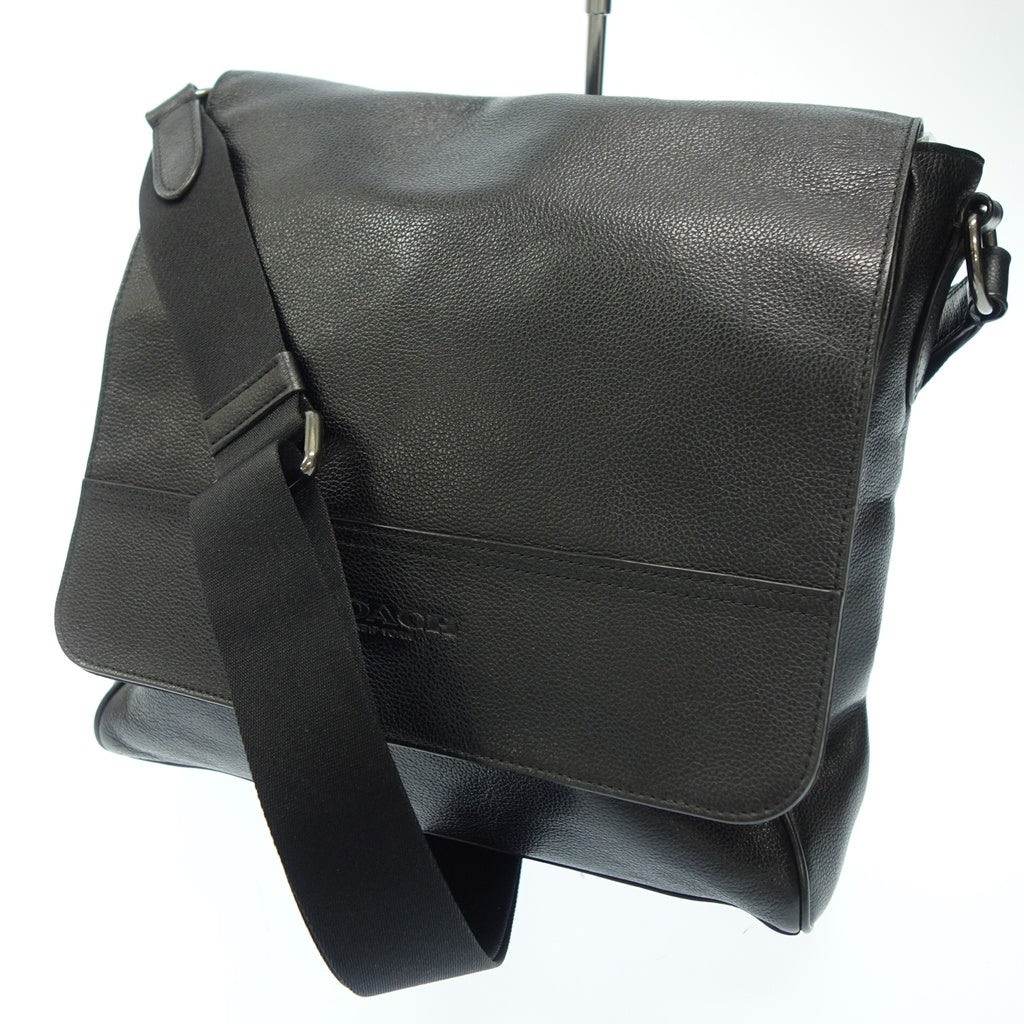 Good Condition ◆ Coach Shoulder Bag Messenger Bag Leather Black COACH [AFE12] 