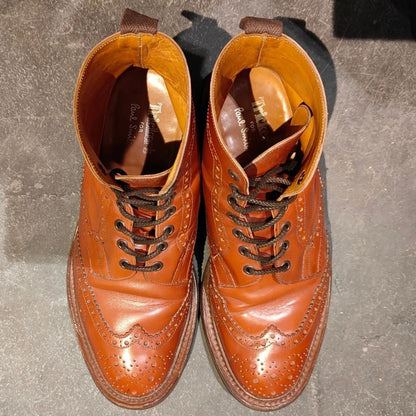 トリッカーズ ポールスミス別注 カントリーブーツ ウイングチップ マロン サイズUK9 メンズ Tricker’s ブーツ 約27.5cm【LA】【中古】