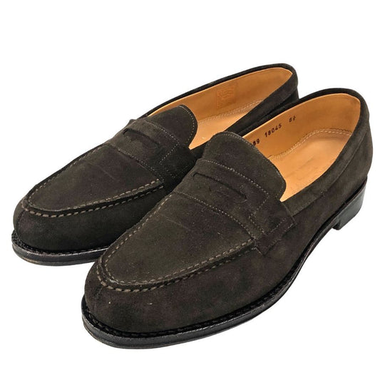 ジャランスリウァヤ コインロファー 98589 カーフ バックスキン スエード ダークブラウン UK6ハーフ メンズ Jalan Sriwijaya ローファー 約25.0cm【LA】【中古】