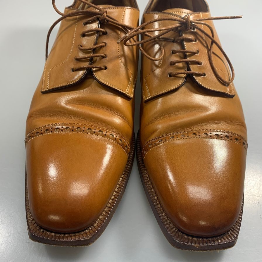サントーニ レザーシューズ 5401 パンチドキャップ トゥ ブラウン系 サイズ7 メンズ SANTONI 約26.0cm【AFD12】