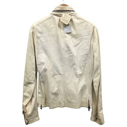 極美品◆ブルネロクチネリ 本革ジャケット ベージュホワイト サイズ3（Sサイズ）BRUNELLO CUCINELLI 【AFG1】