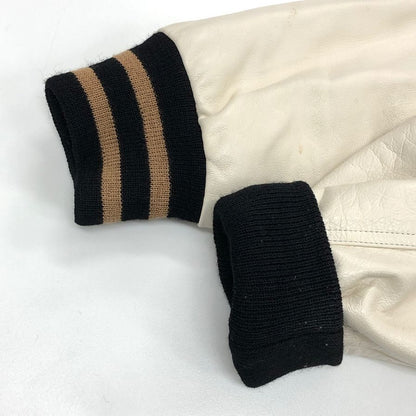 美品◆ワコマリア 24SS レザーバーシティジャケット ベージュ メンズ サイズM WACKOMARIA 【AFA18】