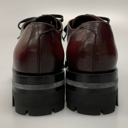 プラダ レザーシューズ Vチップ チロリアンシューズ メンズ バーガンディ サイズ8 PRADA 約26.5cm【AFD9-2】