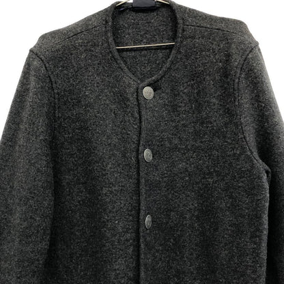 中古◆ガイガー ノーカラー ジャケット ウール オーストリア製 メンズ サイズ50 グレー GEIGER 【AFF23】