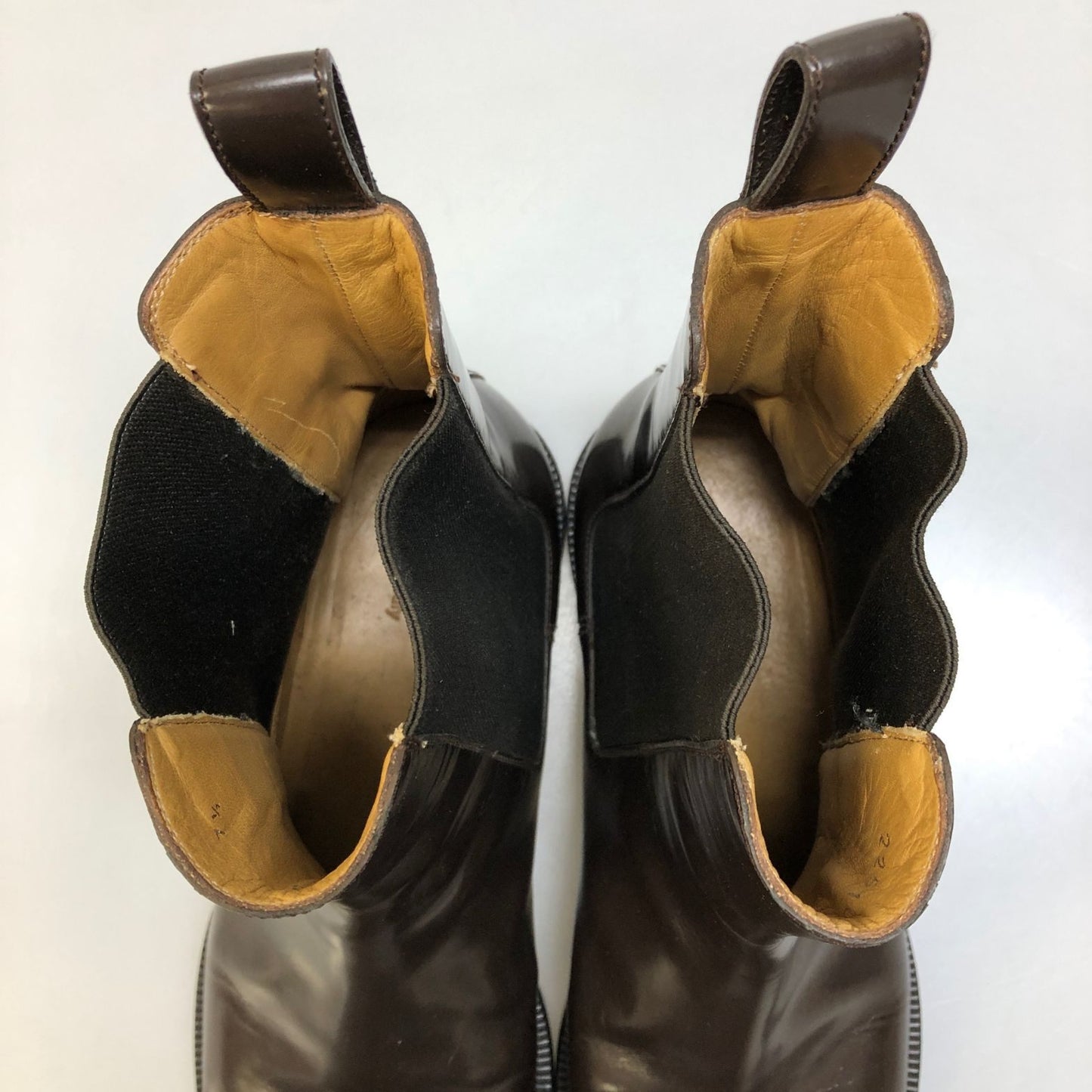 グッチ サイドゴアブーツ ガラスレザー 225106 ストレートチップ メンズ ブラウン サイズ7.5 GUCCI 約25.5cm【AFC43】