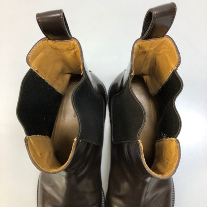 グッチ サイドゴアブーツ ガラスレザー 225106 ストレートチップ メンズ ブラウン サイズ7.5 GUCCI 約25.5cm【AFC43】