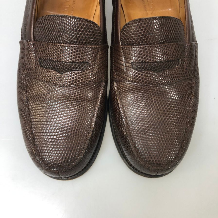 ジェイエムウエストン シグネチャー ローファー 180 リザード ブラウン サイズ6.5F メンズ J.M.WESTON ローファー 約25.5cm【LA】【中古】