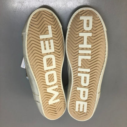 フィリップモデル スニーカー レザー サイズ37 ホワイト系 ブラウン レディース PHILIPPE MODEL 約23.5cm【AFC31】