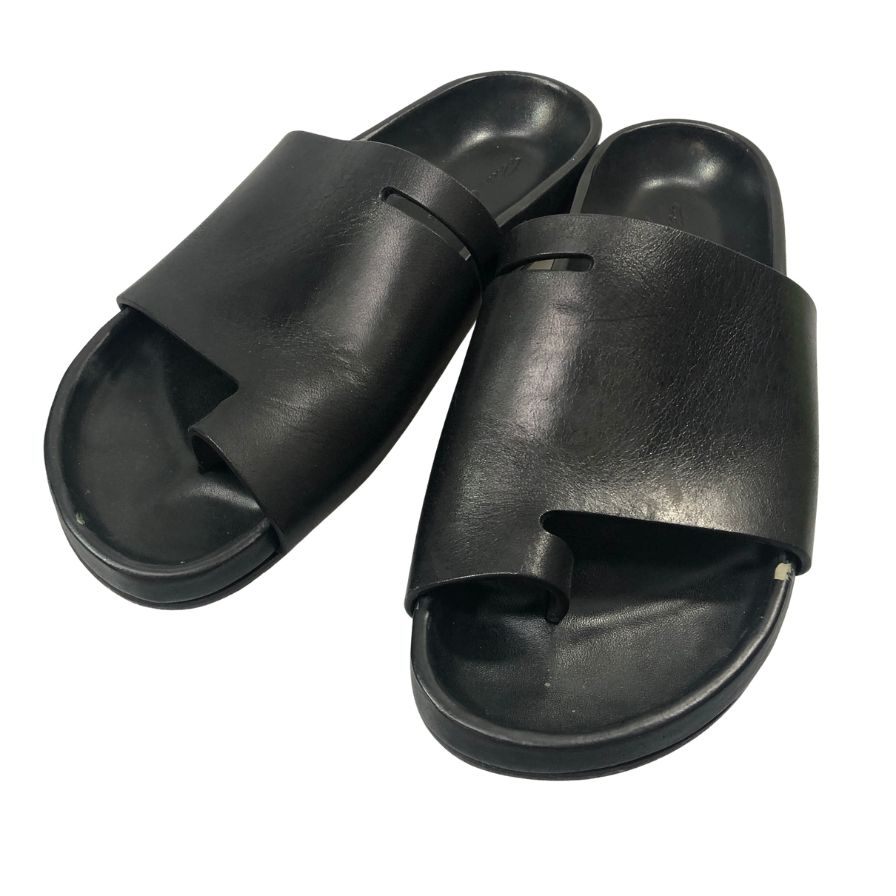 リックオウエンス 親指リング レザー トングサンダル レディース サイズ37.5 ブラック Rick Owens 約24.5cm【AFC48】