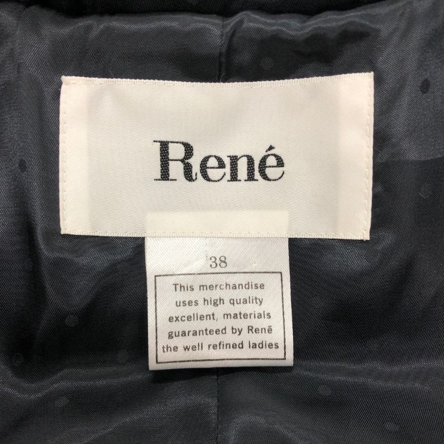美品◆ルネ ベロア ティアード ロングダウンコート 羽毛混 フード 38サイズ レディース ジェットブラック Rene 【AFA20】