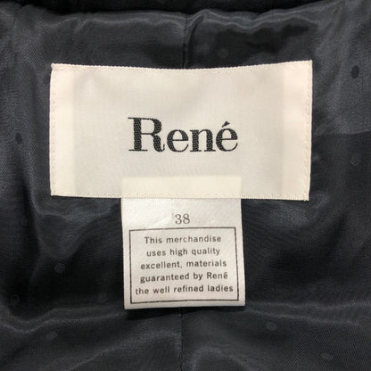 美品◆ルネ ベロア ティアード ロングダウンコート 羽毛混 フード 38サイズ レディース ジェットブラック Rene 【AFA20】