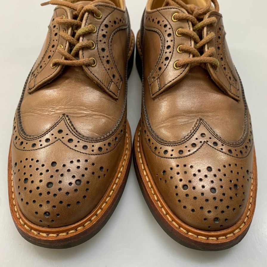 トリッカーズ レザーソウル別注 レザーシューズ ロングウイングチップ M5164 ブラウン メンズ サイズ5.5 Tricker’s ビジネスシューズ 約24.0cm【LA】【中古】