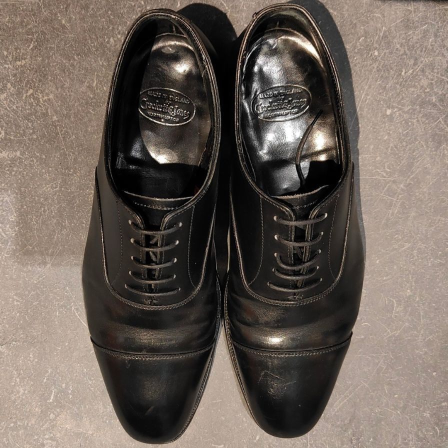 クロケット&ジョーンズ レザーシューズ ストレートチップ オードリー 377ラスト メンズ 6.5E ブラック系 29447 CROCKETT&JONES AUDLEY ビジネスシューズ 約25.0cm【LA】【中古】