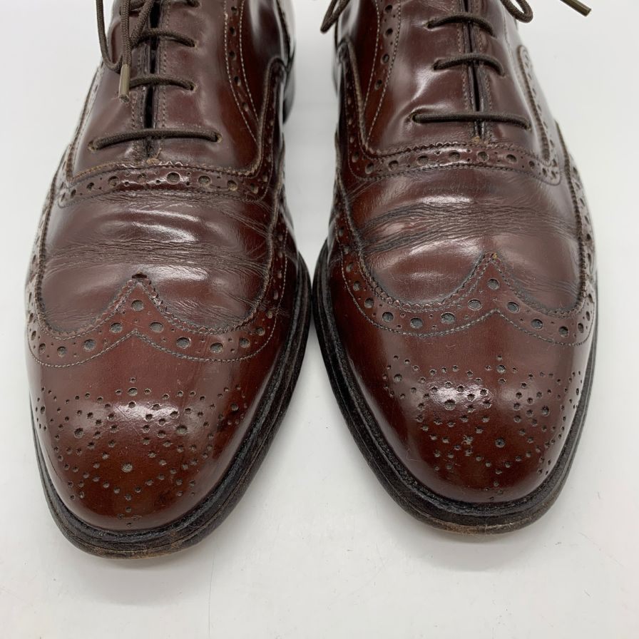 ジョンストンマーフィー レザーシューズ ウィングチップ ガラスレザー ボルドー メンズ サイズ9D JOHNSTON＆MURPHY 約27.0cm【YB5】