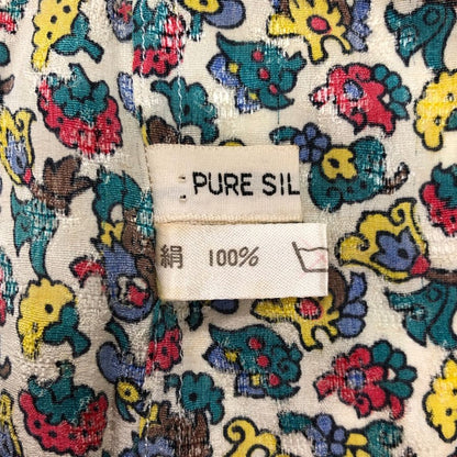 美品◆イヴ サンローラン ブラウス 総柄 シルク デザイン 長袖 カットソー マルチカラー レディース サイズ34 YVES SAINT LAURENT 【AFB6】