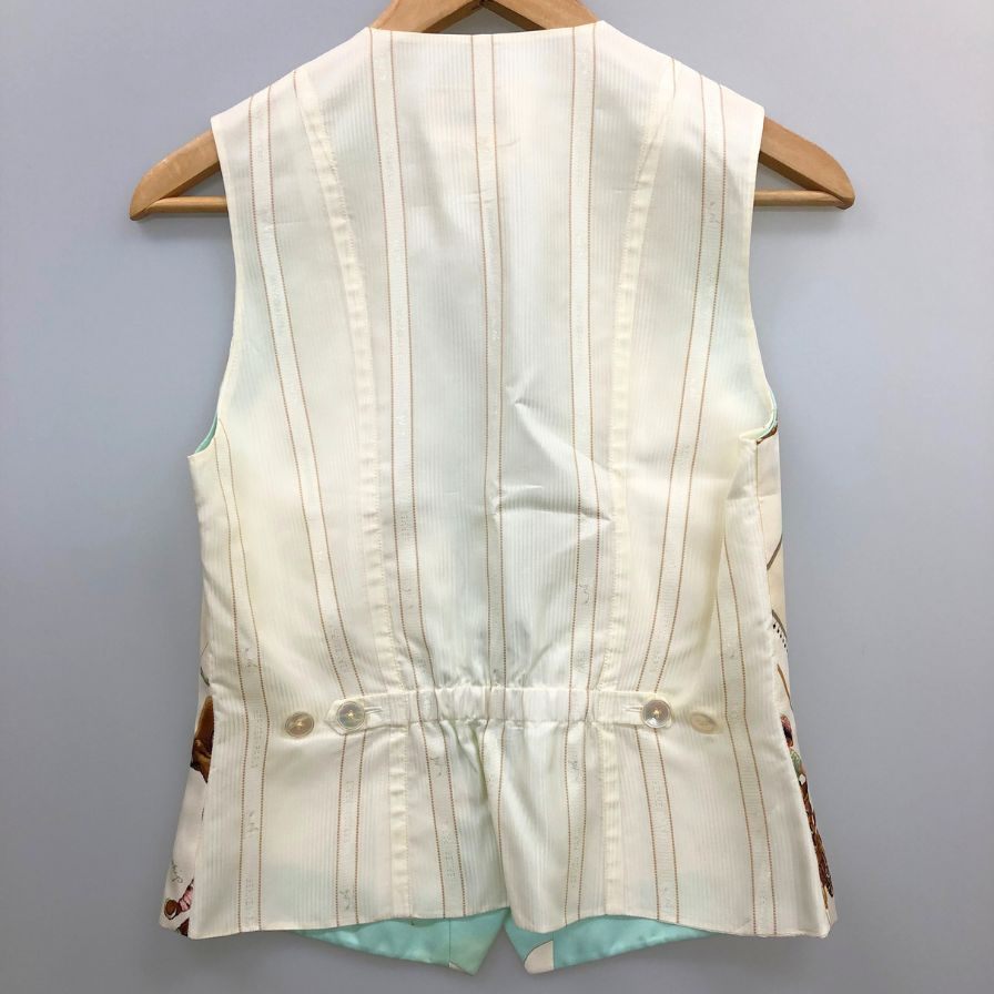 中古◆エルメス ベスト スカーフ 総柄 ジレ デザイン マルジェラ期 90s 90年代 ホワイト レディース サイズ38 HEMRES 【AFB8】 中古◇エルメス ベスト スカーフ 総柄 ジレ デザイン マルジェラ