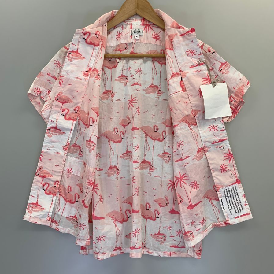 新品同様◆エンジニアードガーメンツ アロハシャツ 半袖 総柄  ピンク レディースサイズ0 ENGINEERED GARMENTS 【AFB33】