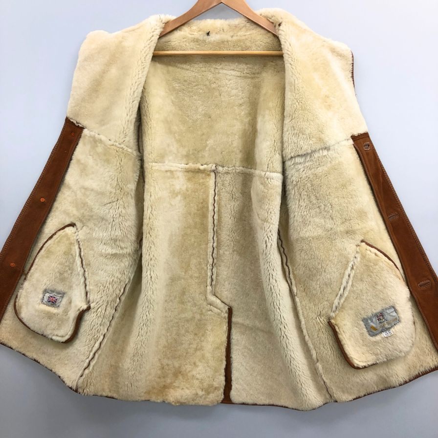 中古◆アクアスキュータム ラムレザー ハーフコート ウーリア ムートン イングランド製 メンズ サイズ40 ブラウン Aquascutum 【AFF24】