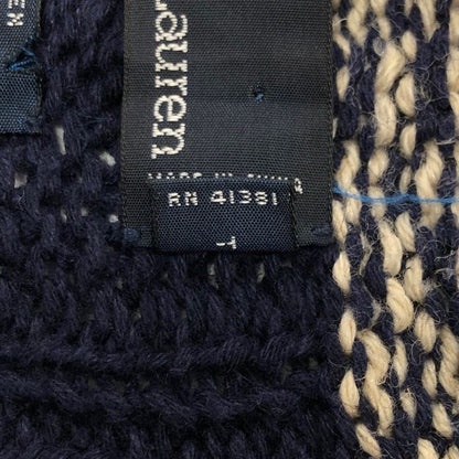 美品◆ポロ ラルフローレン プルオーバーニット Vネック ハンドニット ネイビー サイズXL POLO RALPH LAUREN 【AFB48】