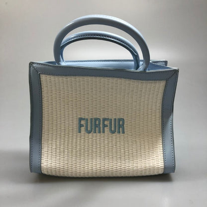 ラフィア ロゴトートバッグ  ライトブルー ハンドバッグ レディース FURFUR【AFE6】