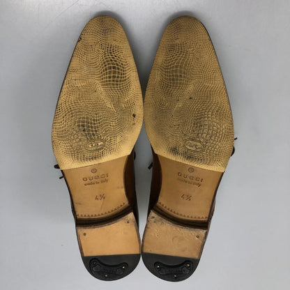 グッチ レザーシューズ 269646 カーフ 内羽根 プレーントゥ ブラウン サイズ4.5 GUCCI 約23.5cm【AFD5】