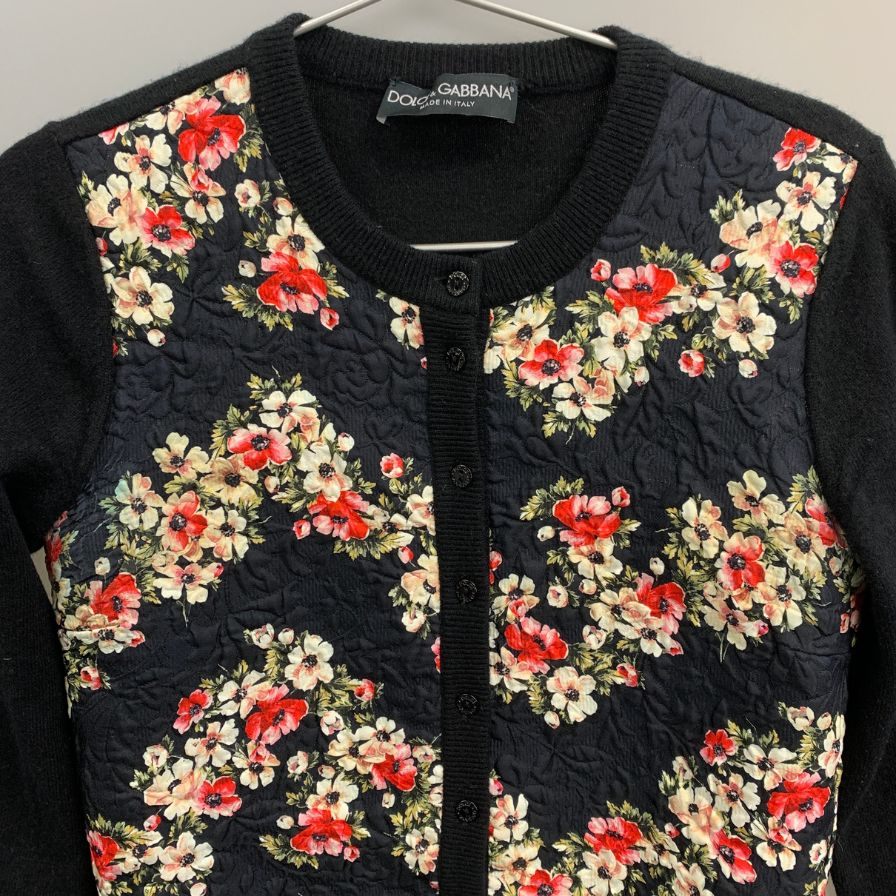 中古◆ドルチェ＆ガッバーナ アンサンブルニットカーディガン 花柄 レディース サイズ不明 ブラック Dolce & Gabbana 【AFB7】