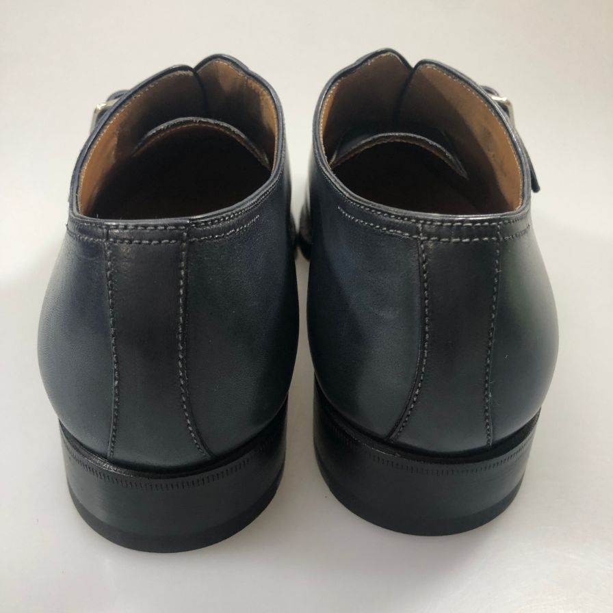 ステファノビ プレーントゥ モンクストラップ サイズ6.5 メンズ ネイビー  STEFANOBI 約25.0cm【AFD7】