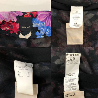 極美品◆ピンコ ワンピース 花柄 ベルト シルク混 レディース サイズI38 PINKO 【AFB14】