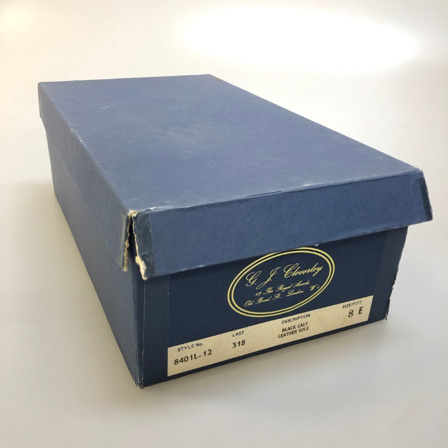 ジョージ クレバリー レザシューズ キャップトゥ 8401L-12 メンズ サイズ8E ブラック George Cleverley 約27.0cm【AFD9-2】