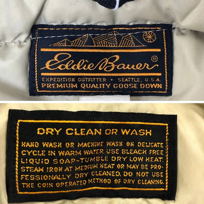 中古◆エディーバウアー ダウンジャケット 80年代 黒タグ ロゴボタン グリーン メンズ サイズ不明 Eddie Bauer 【AFF19】