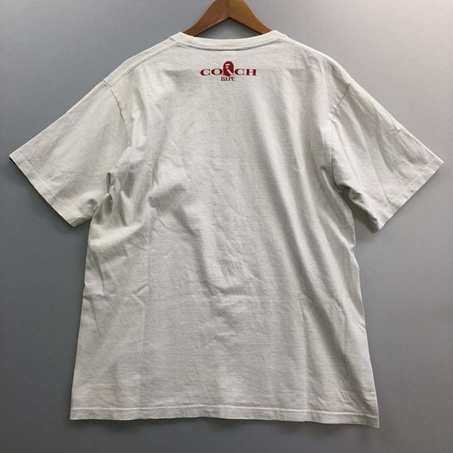 美品◆コーチ×アベイシングエイプ  半袖プリントTシャツ ホワイト サイズL メンズ COACH×A BATHING APE 【AFB46】