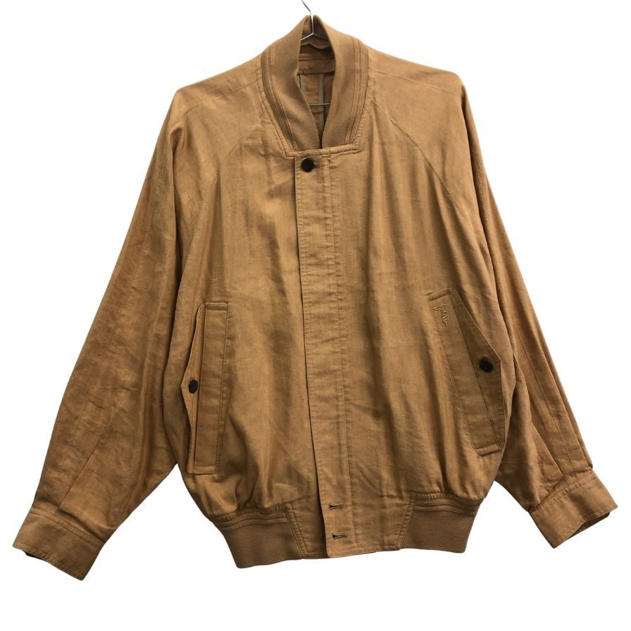 美品◆トラサルディ ブルゾン 比翼 リネン50% シルク50% サイズL ベージュ TRUSSARDI 【AFA22】