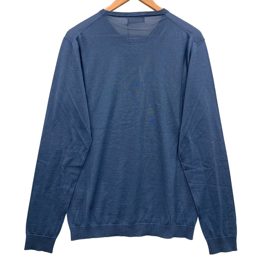 美品◆ロベルトコリーナ 長袖 カットソー ラナウール ネイビー メンズ 50サイズ Roberto Collina 【AFB23】