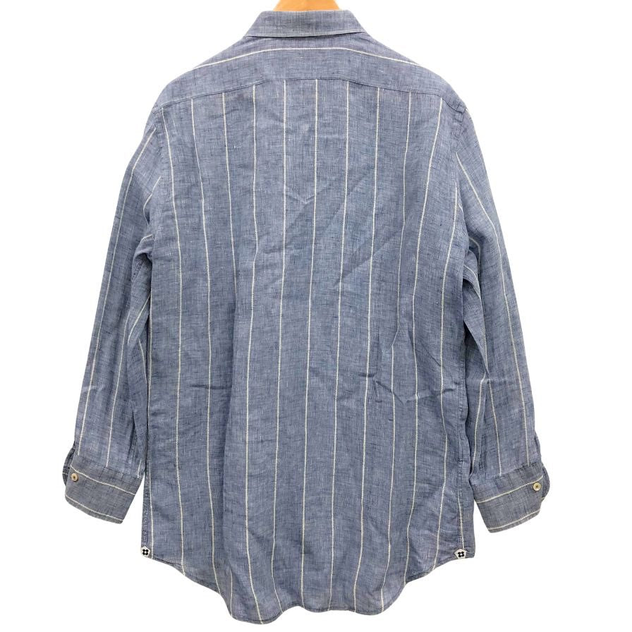 美品◆ラルディーニ 長袖シャツ ストライプ リネン コットン混 サイズ41 メンズ LARDINI 【AFB17】