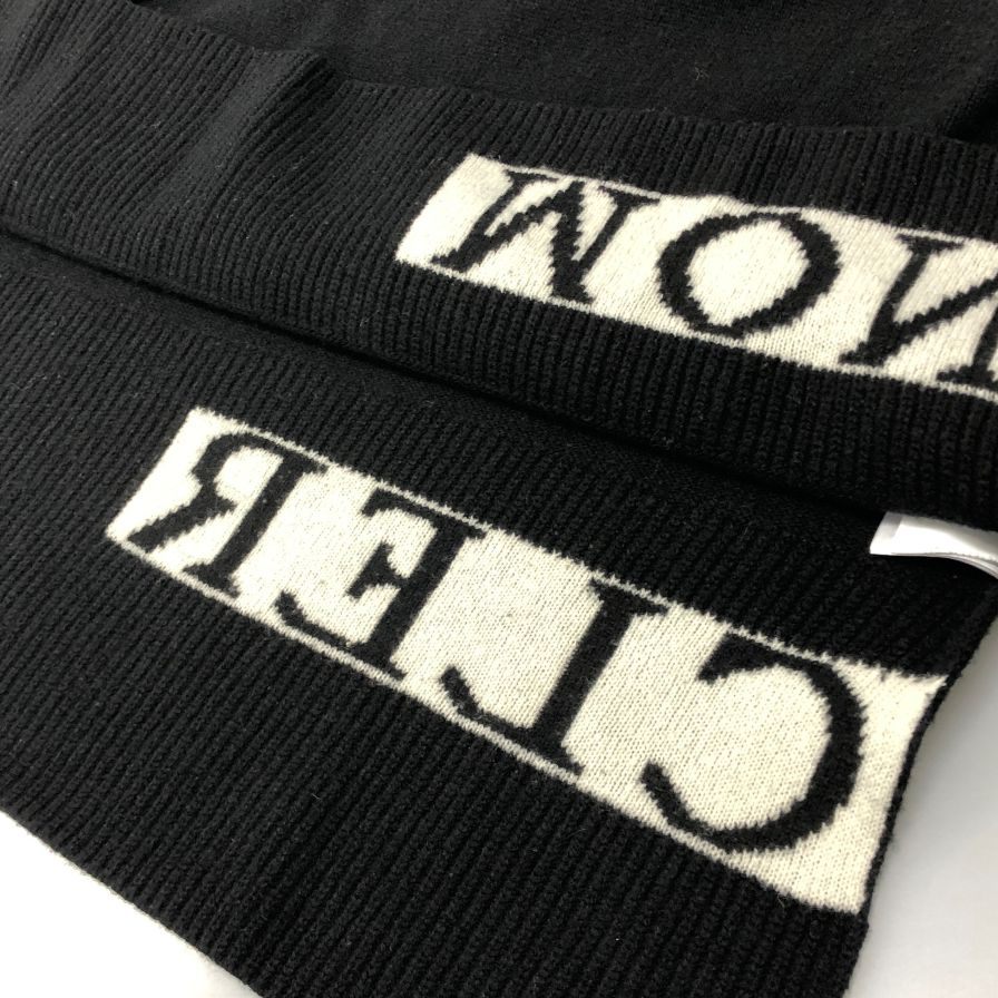 美品◆モンクレール ハイネックニット ロゴ刺繍 LUPETTO TRICOT ウール カシミヤ混 レディース サイズL ブラック Moncler 【AFB8】