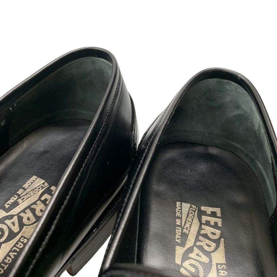 サルヴァトーレフェラガモ ローファー ガンチーニ ビット レザー ブラック メンズ サイズ7.5 Salvatore Ferragamo 約26.0cm【AFD5】