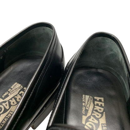サルヴァトーレフェラガモ ローファー ガンチーニ ビット レザー ブラック メンズ サイズ7.5 Salvatore Ferragamo 約26.0cm【AFD5】