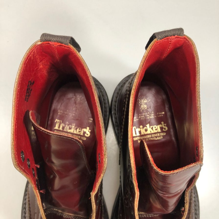 トリッカーズ カントリーブーツ モールトン ウイングチップ 939853 M2508 ボルドー メンズ UK7ハーフ-5 Tricker’ｓ ブーツ 約25.5cm【LA】【中古】