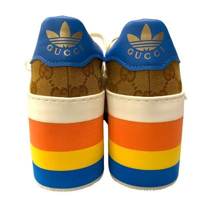 グッチ×アディダス 707873 厚底スニーカー ガゼル シグネチャー ブラウン レディース サイズ35.5 GUCCI×ADIDAS GAZELLE 約22.0cm【AFD15】