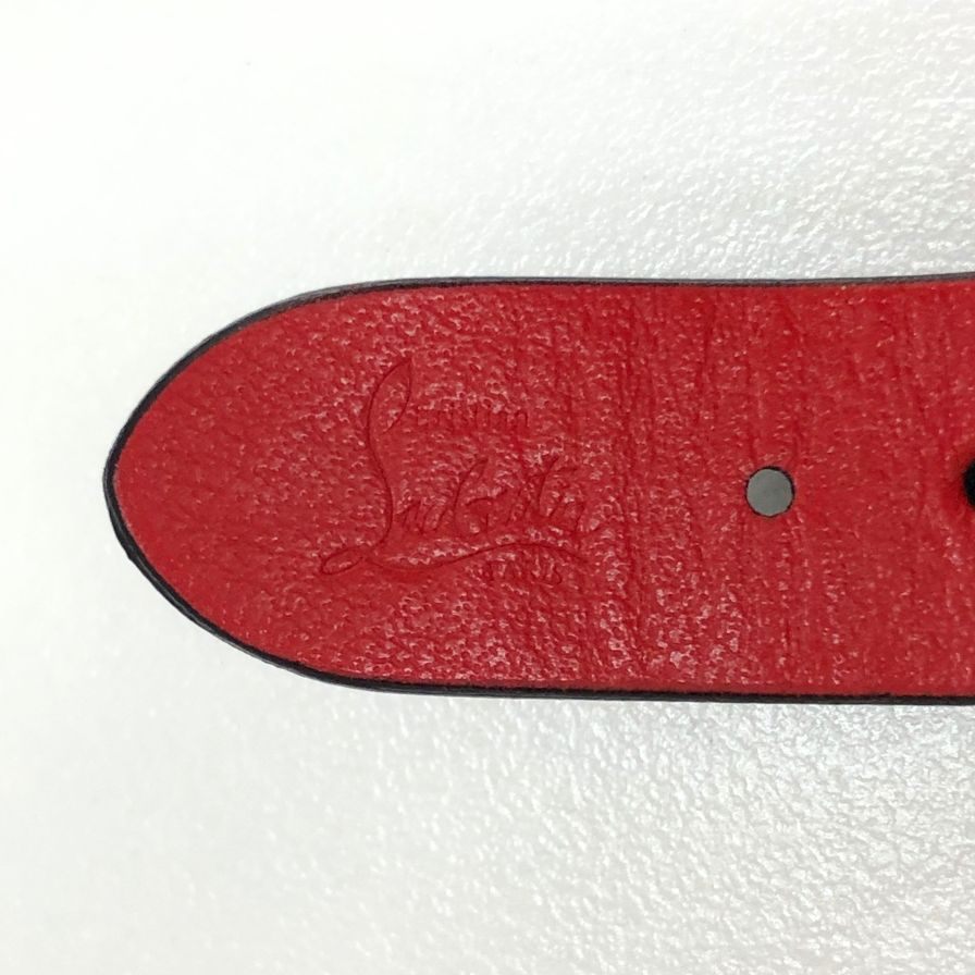 クリスチャンルブタン レザーブレスレット スタッズ ブラック×レッド レディース Christian Louboutin