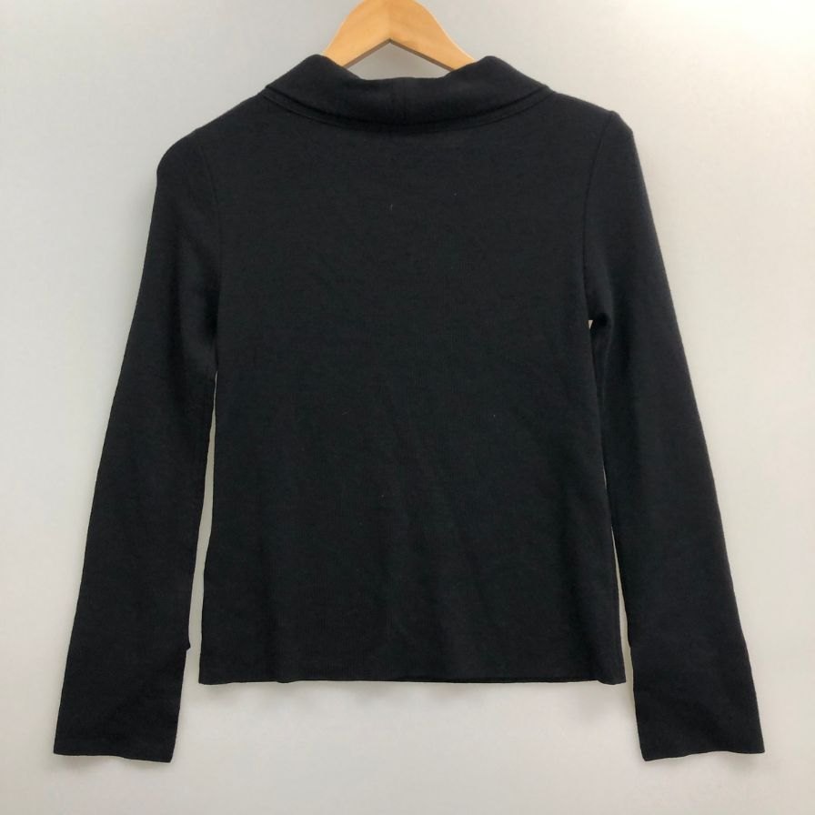 美品◆フォクシ―ニューヨーク ニット 37123 オフタートルネック ウール 肩パッド付 ブラック サイズ38 FOXEY NEWYORK 【AFB10】